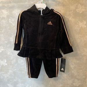 Adidas Black Velor track suit